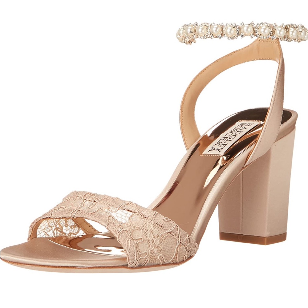 Badgley Mischka Koko Pearl and Rhinestone Heeled Sandal